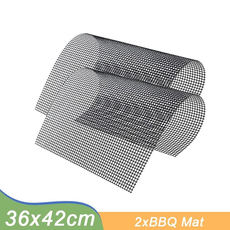 Non-stick Barbecue Mesh Mat Reusable Heat Resistance BBQ Baking Net Pad Kitchen Cooking BBQ Mat Liner Accessories Outdoor BBQ Tool Non Stick BBQ Grill Mats Reusable BBQ Grilling Sheets Silicone Brush Easy to Clean BBQ Accessories