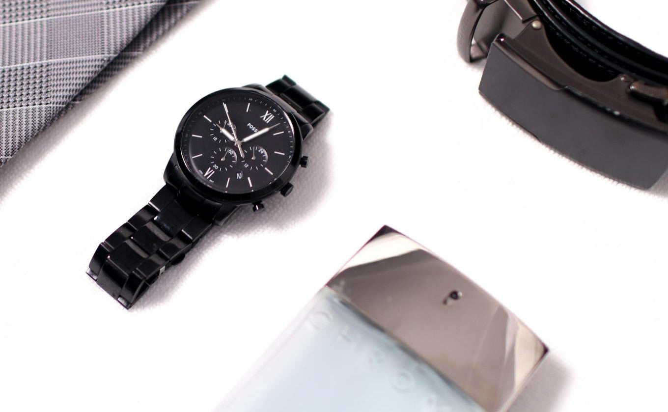 Happy Birthday Engraved Black Chronograph Watch