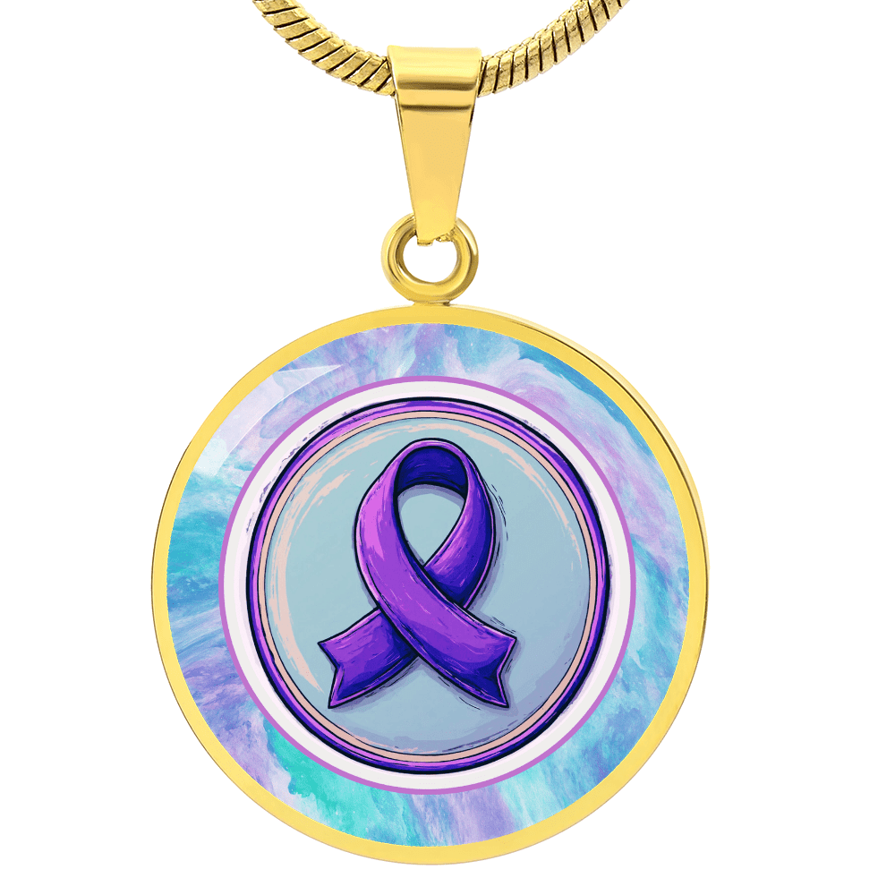 Purple Watercolor Ribbon Pendant Necklace for Epilepsy Awareness