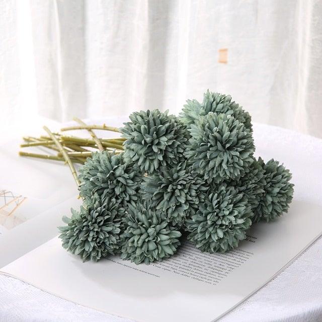 Silk Flower Arrangements Bunch Artificial Flower Bouquet Ball Fake Flowers Home Widding Decoration Valentines Day Gifts
