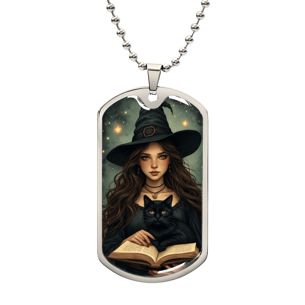 Spellbinding Witch with Black Cat Necklace
