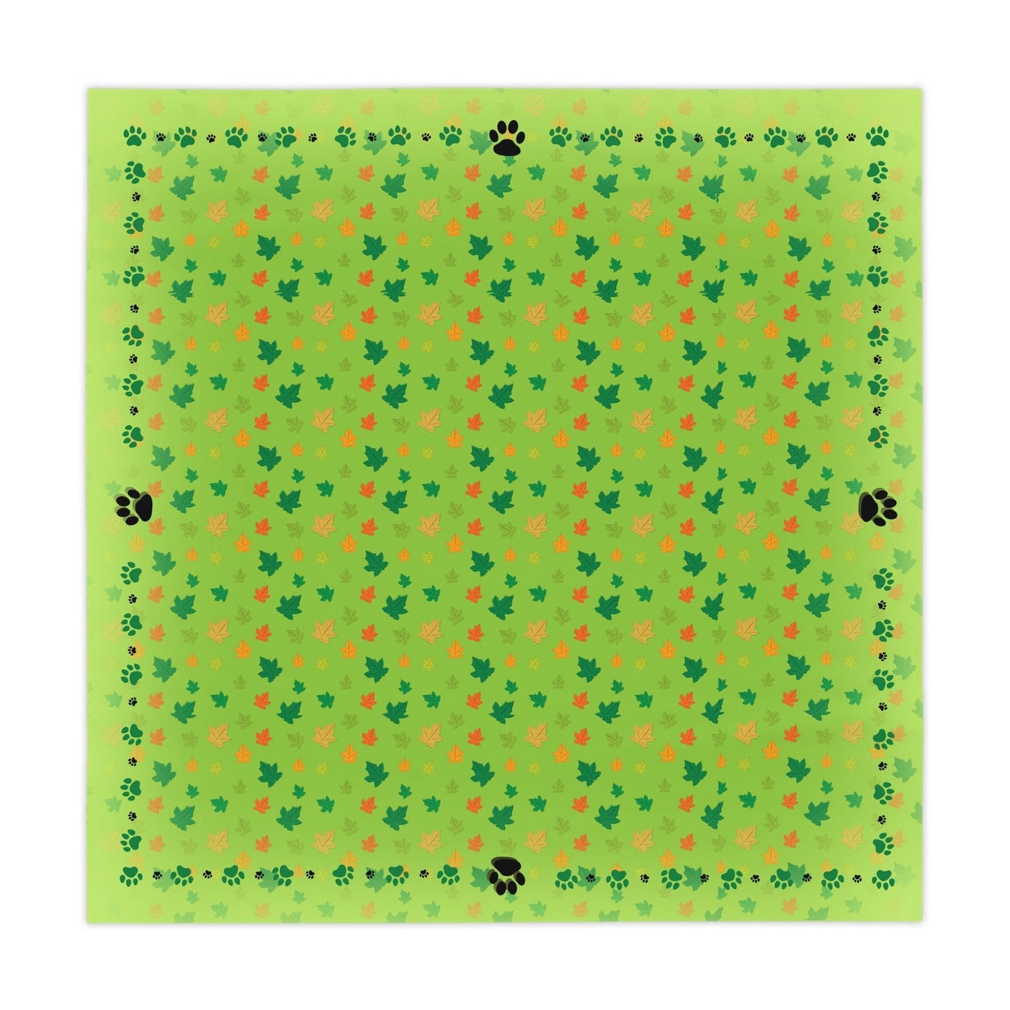 Vibrant Kitty Prints & Leaves Tablecloth