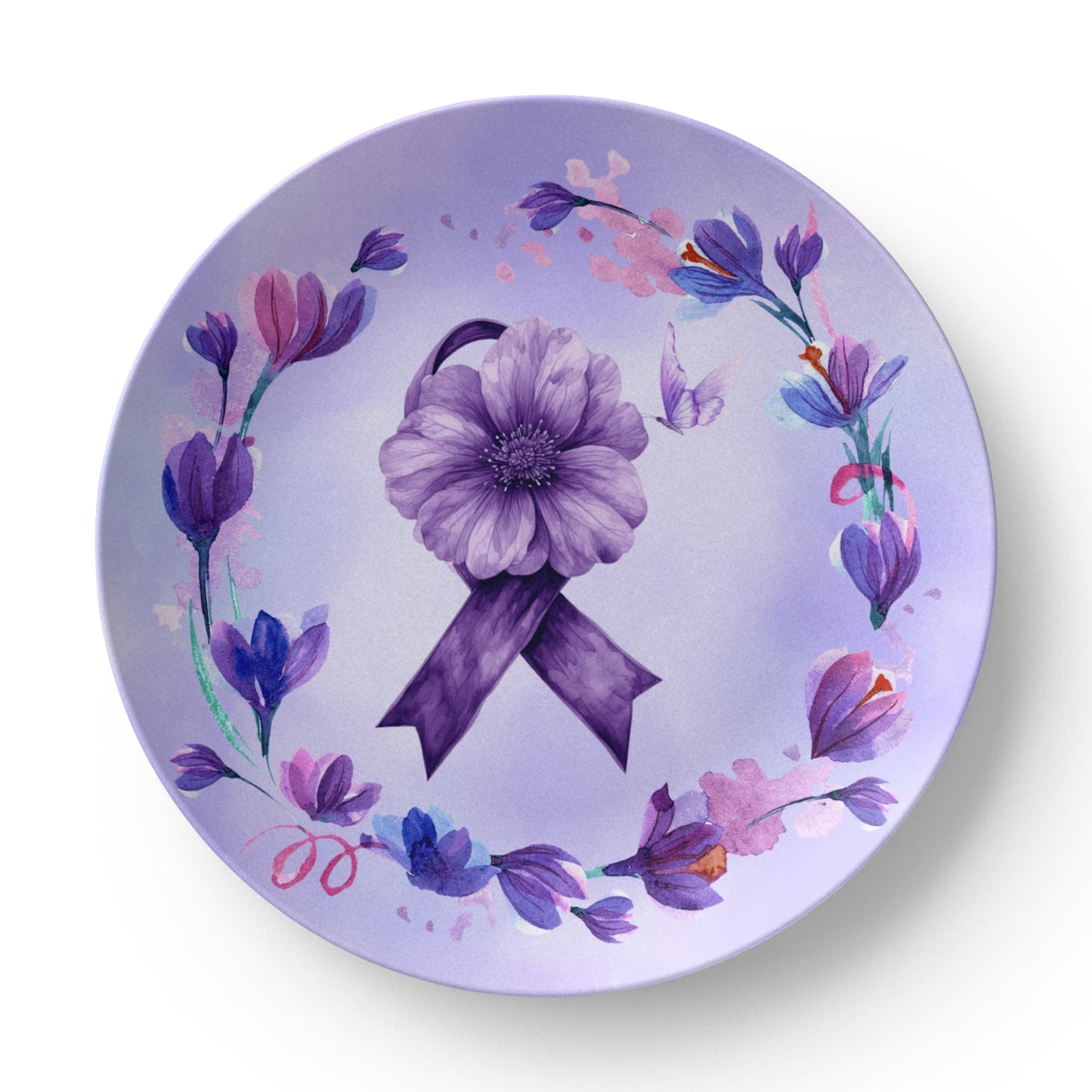 Watercolor Purple Ribbon Collectible Plate