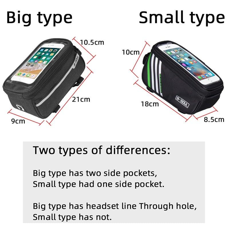 Waterproof Bicycle Bag Nylon Bike Cycling Cell Mobile Phone Bag Case Bicycle Front Tube Bags Accessories Bike Phone Front Frame Bag Bicycle Bag Waterproof Bike Phone Mount Bag Bike Phone Case Holder Accessories Cycling Pouch Compatible With Phone
