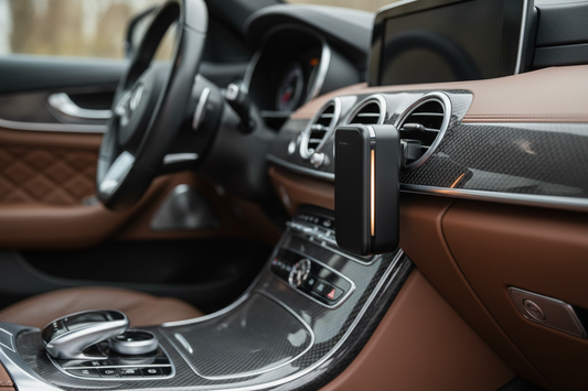 Car diffuser with essential oils attached to vehicle air vent