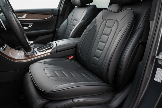 Ergonomic memory foam car seat cushion on driver's seat