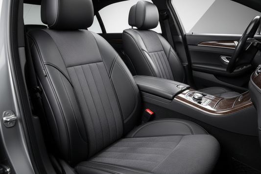 Stylish car seat covers installed in a modern vehicle interior