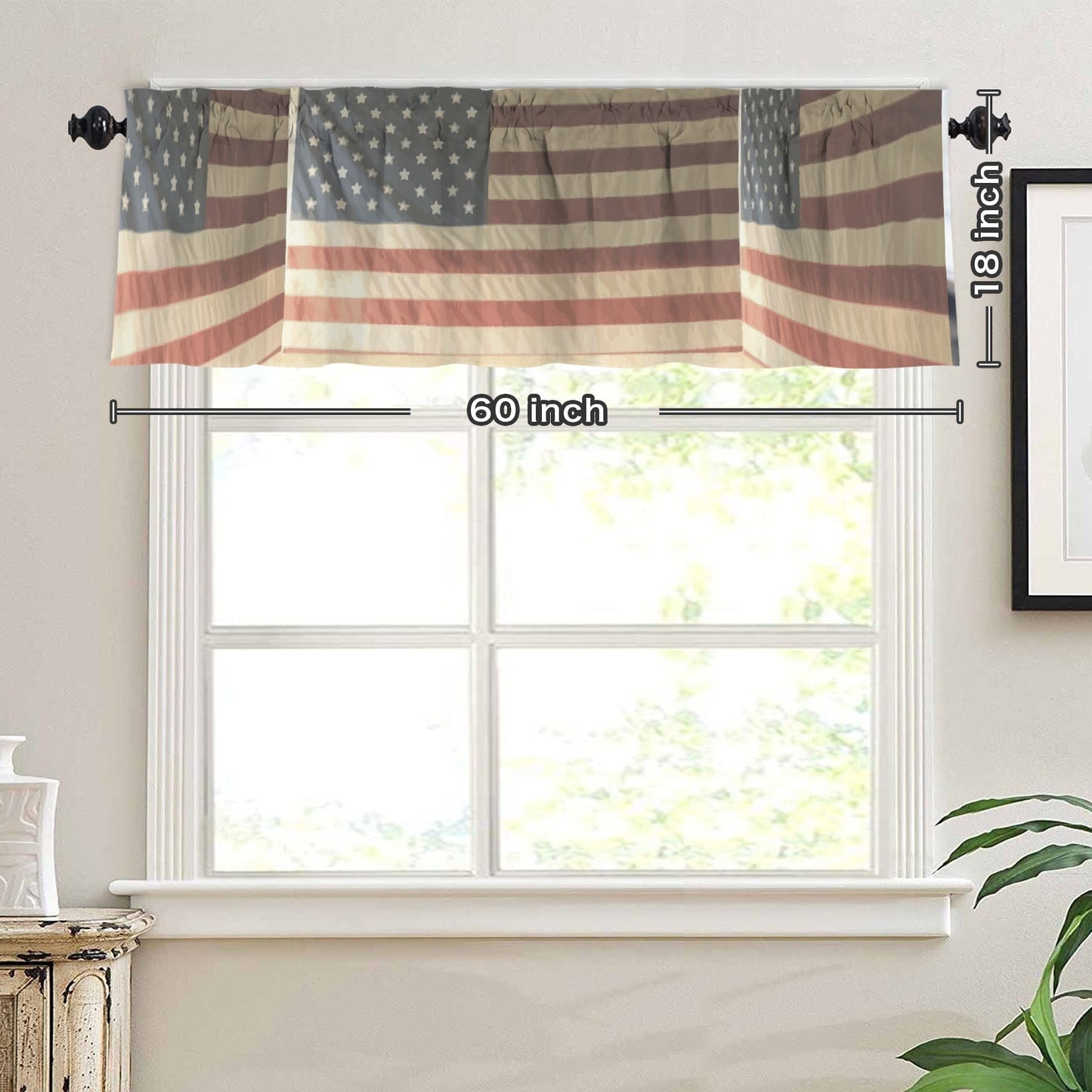 3d USA Flag Window Curtain Valance - 60"x18"