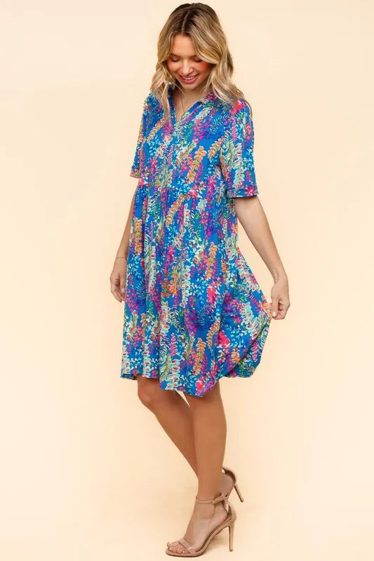 Johnny Collar Babydoll Dress with Side Pockets – Babydoll Dress, Johnny Collar Dress, Pocketed Dress, Button Down Dress, Relaxed Fit Dress