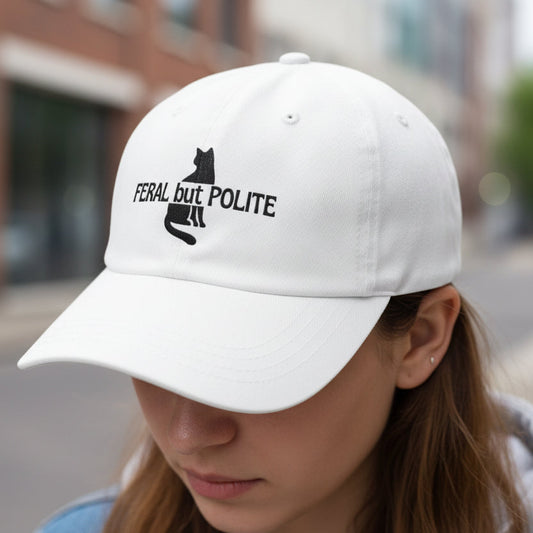Feral but Polite Cat Hat – Funny Embroidered Dad Cap