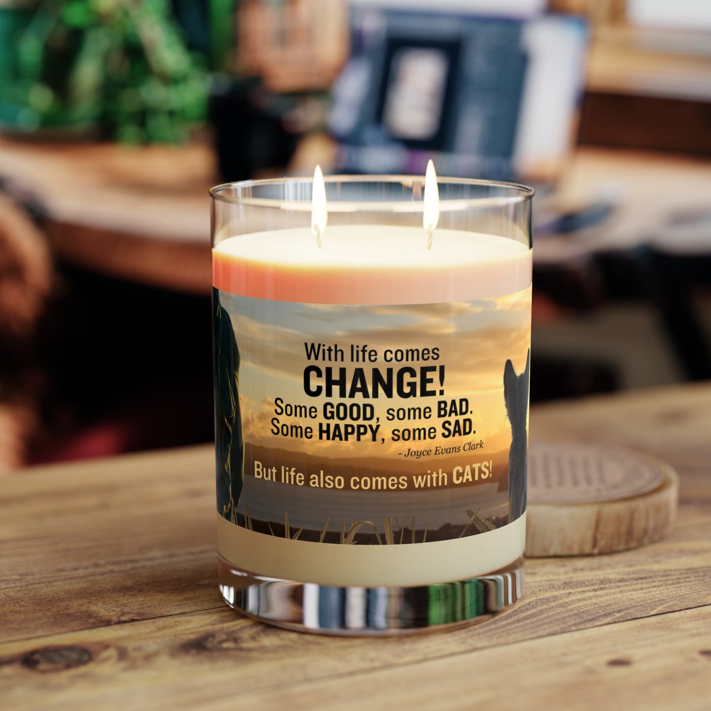 Life Comes with Cats Candle | Funny Inspirational Cat Lover Candle