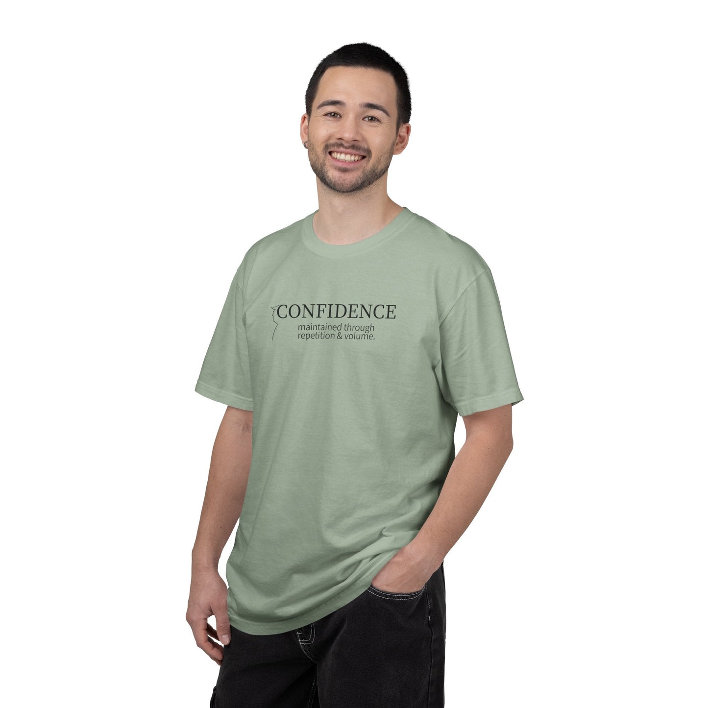 Confidence Maintained T-Shirt – Minimalist Typography Edition