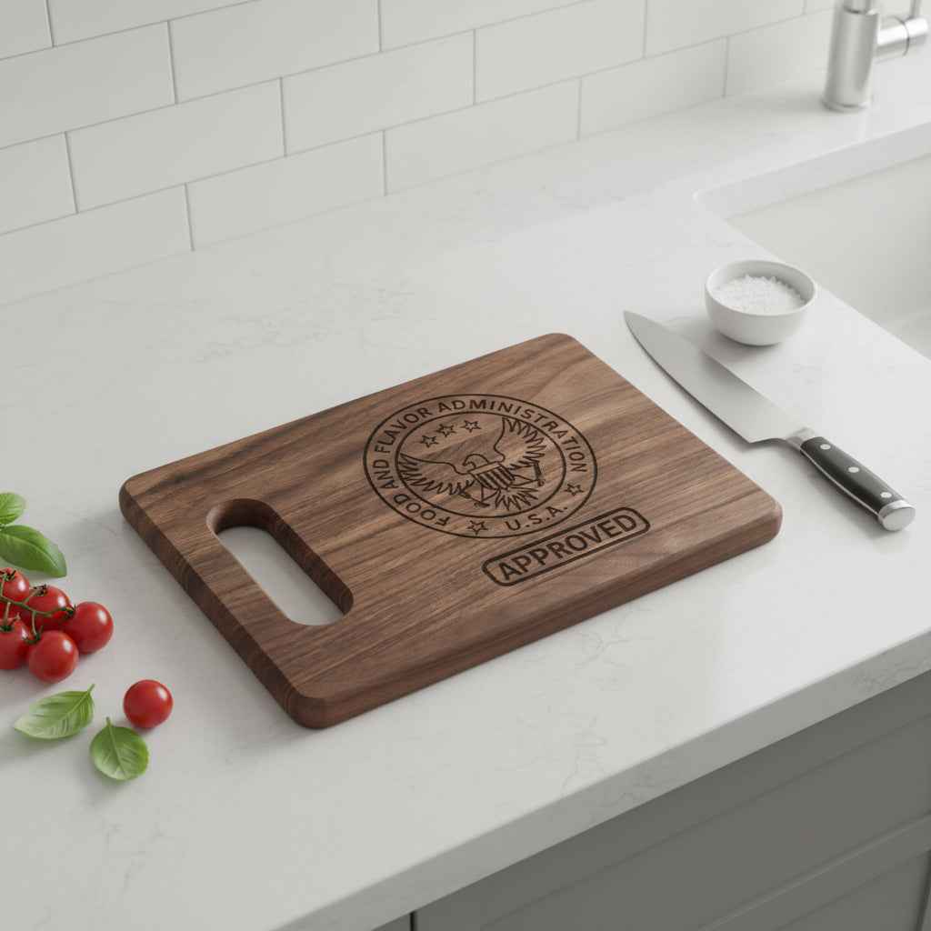 Approved by the Food & Flavor Administration Cutting Board