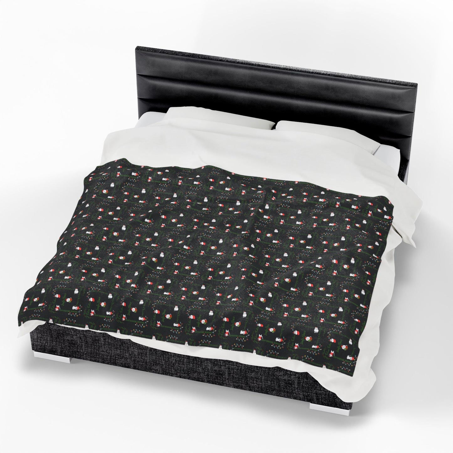 Cozy Christmas Cats Velveteen Plush Blanket