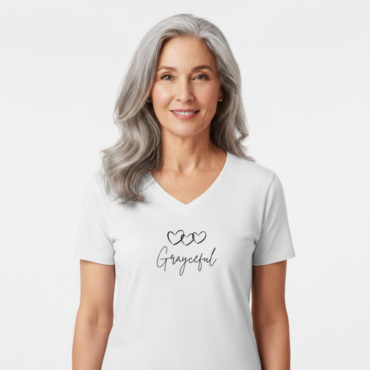 Grayceful 3 hearts Ladies' V-Neck T-Shirt