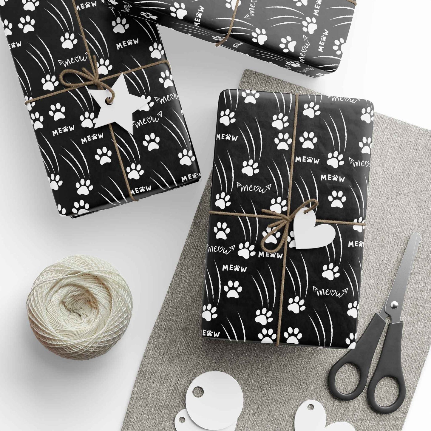 Cat Paw Scratch Gift Wrap – Black & White
