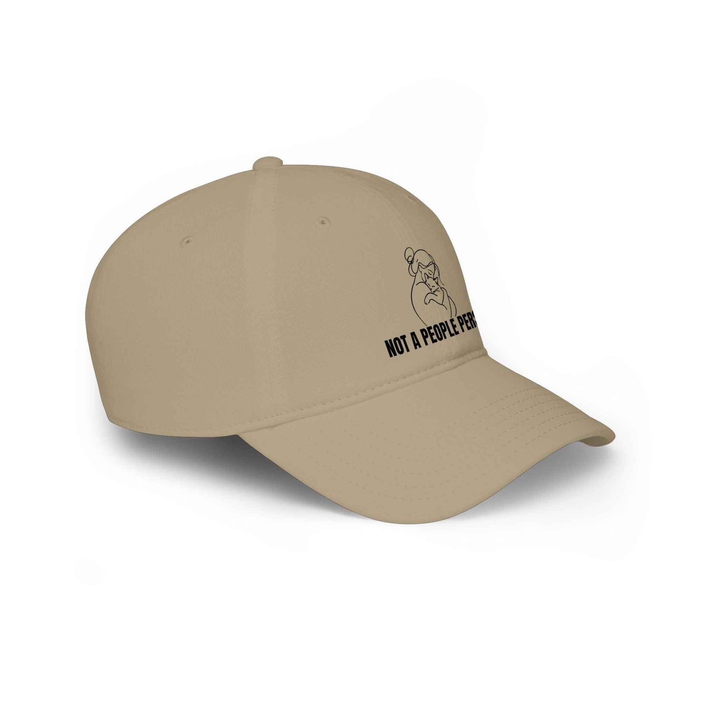 “Not a People Person” Cat Line Art Hat – Low Profile Cotton Cap (Unbothered Edition)