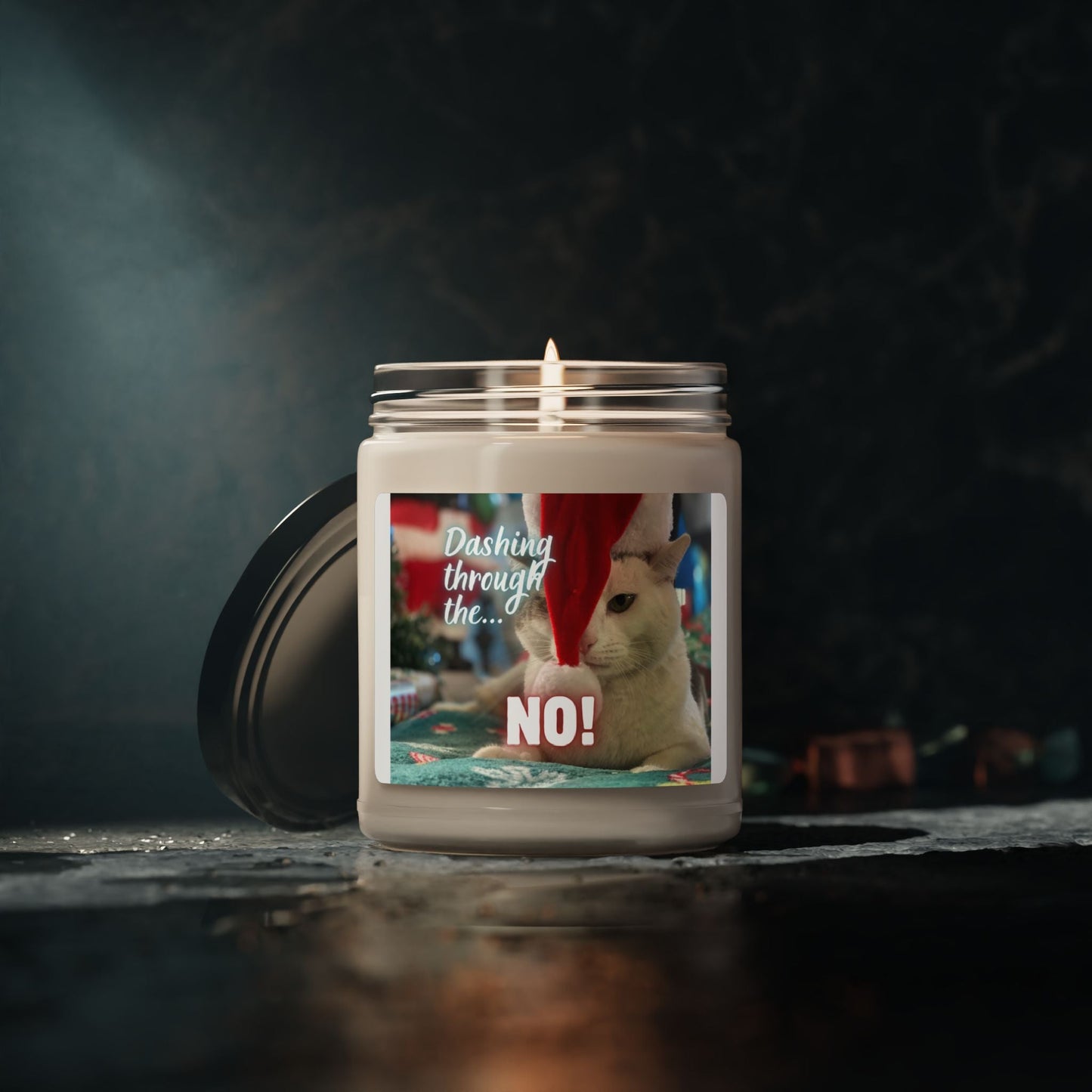 Dashing Through the… NO! Candle | Funny Christmas Cat Candle