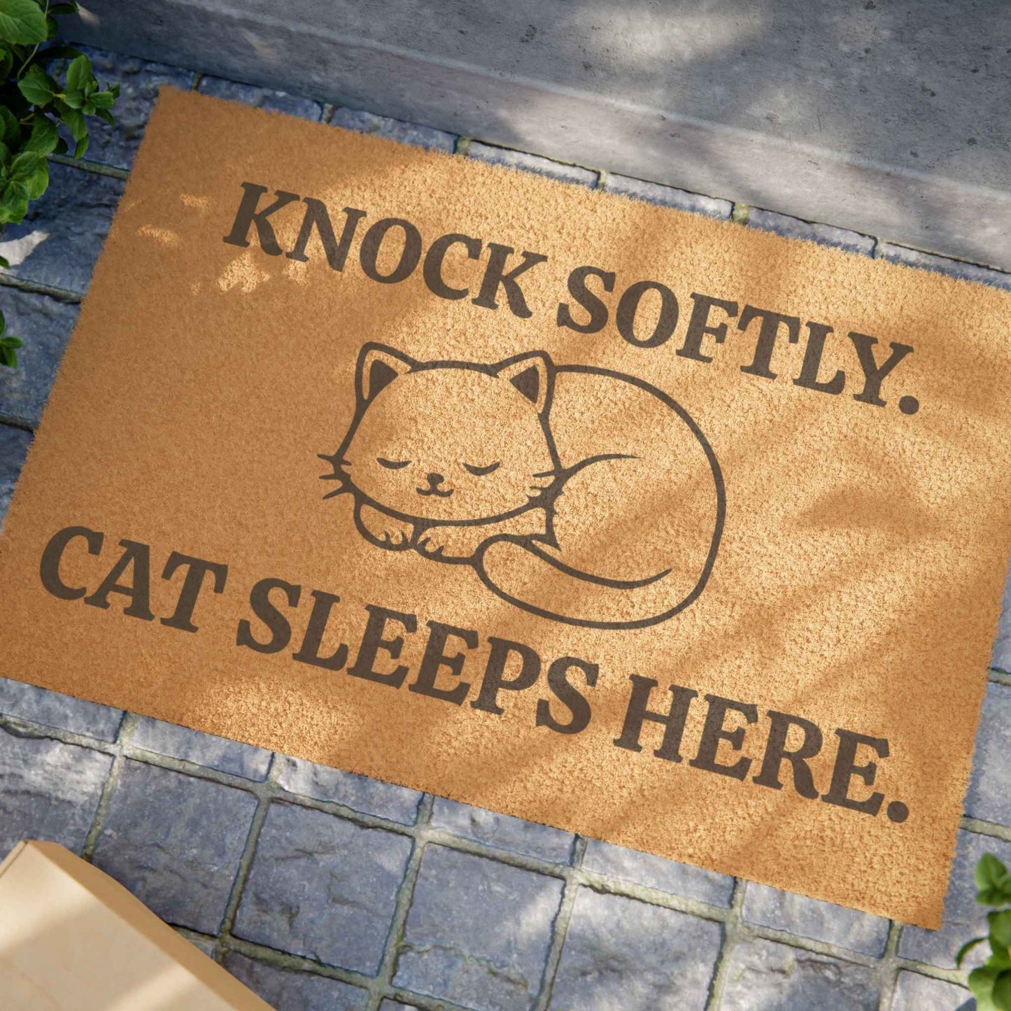 Cute Cat Lover Doormat – Knock Softly Entryway Mat