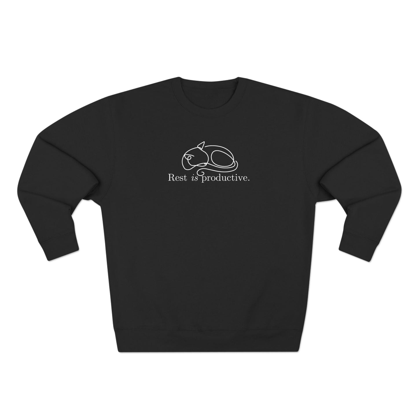 “Rest Is Productive” Minimalist Cat Sweatshirt – Comfort Fleece Pullover