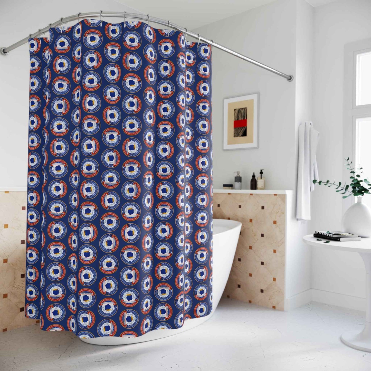 Executive Office of Shower Operations Curtain – Patriotic Faux Seal Shower Curtain
