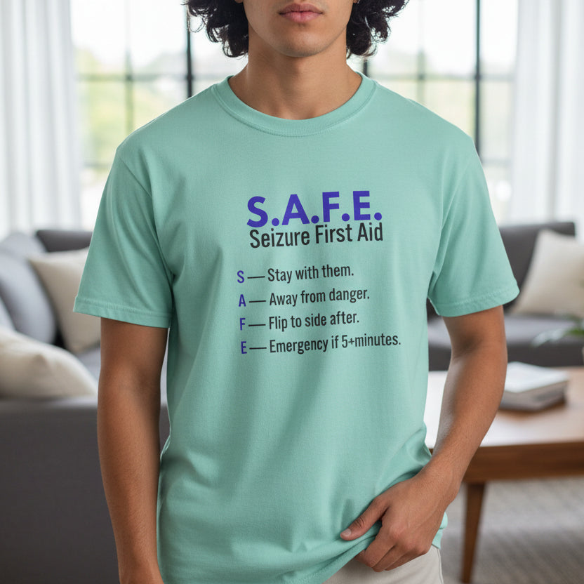 S.A.F.E. Seizure First Aid T-Shirt – Epilepsy Awareness Education Tee
