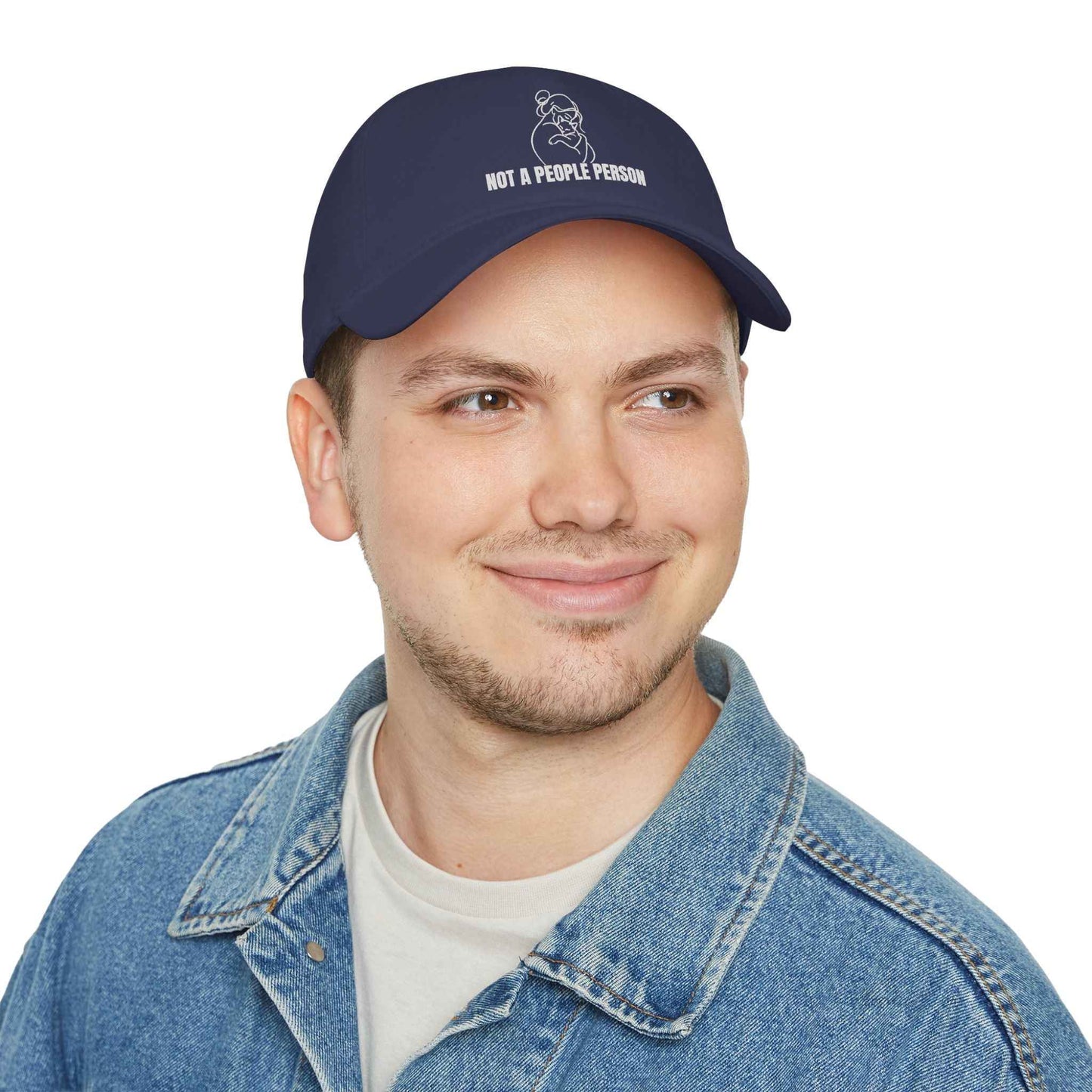 “Not a People Person” Cat Line Art Hat – Low Profile Cotton Cap (Unbothered Edition)