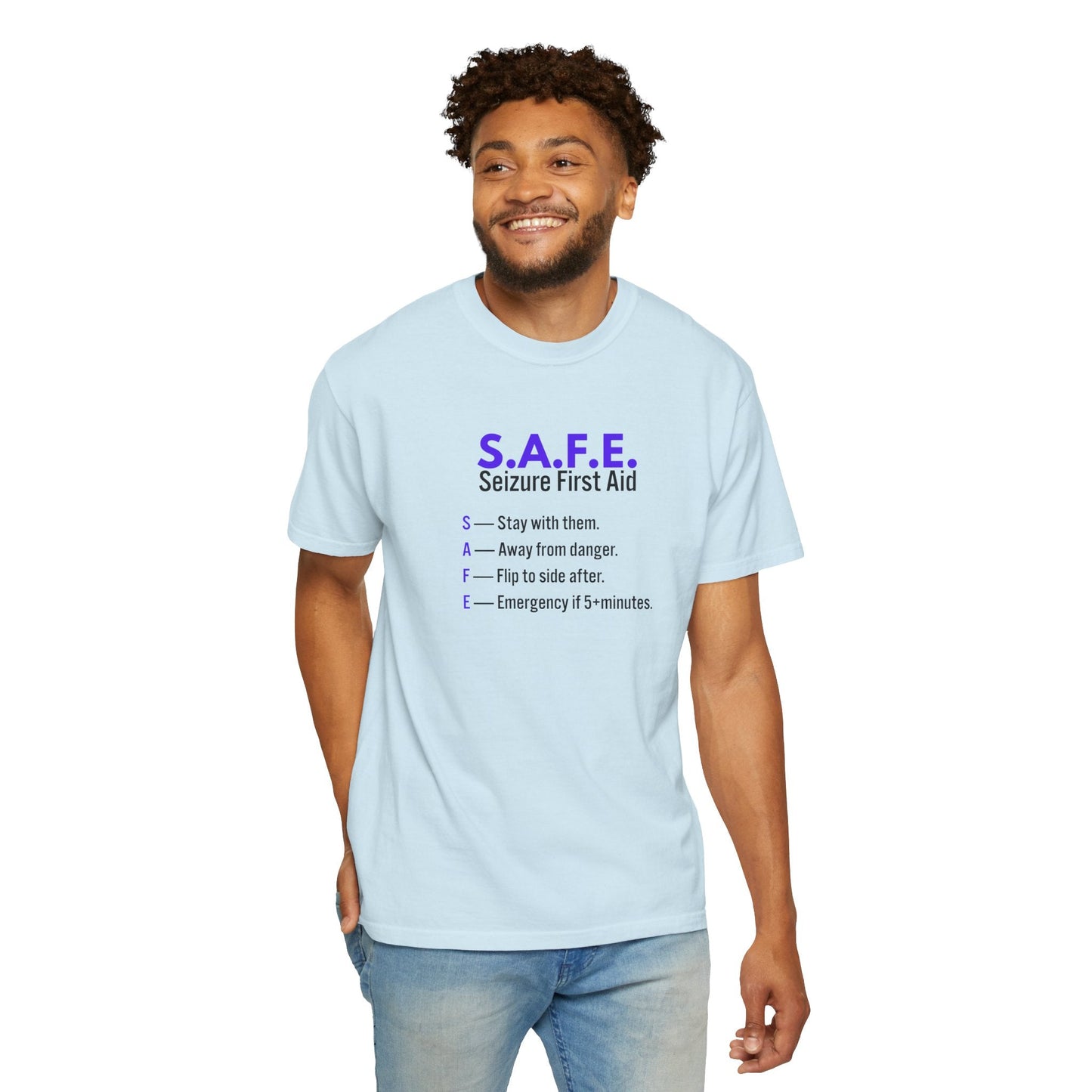 S.A.F.E. Seizure First Aid T-Shirt – Epilepsy Awareness Education Tee