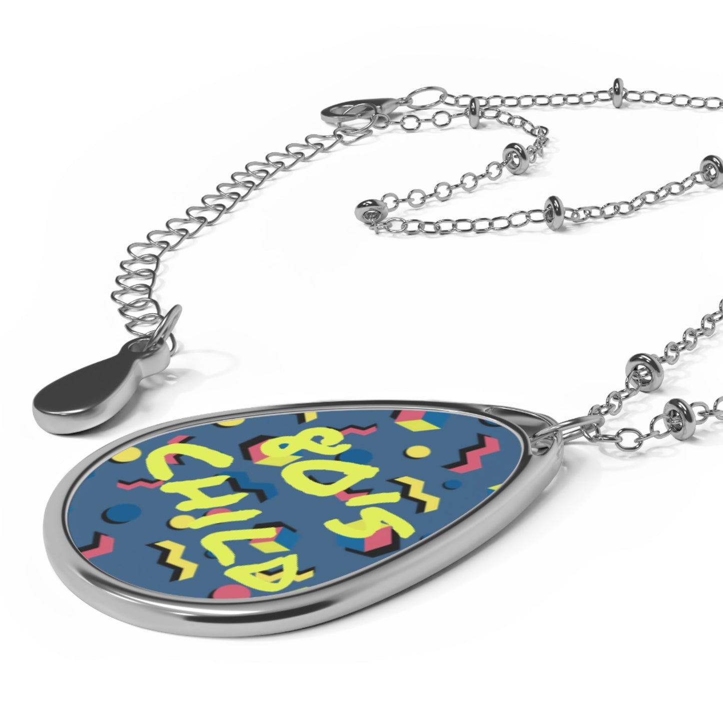 Teal 80's Child Oval Necklace