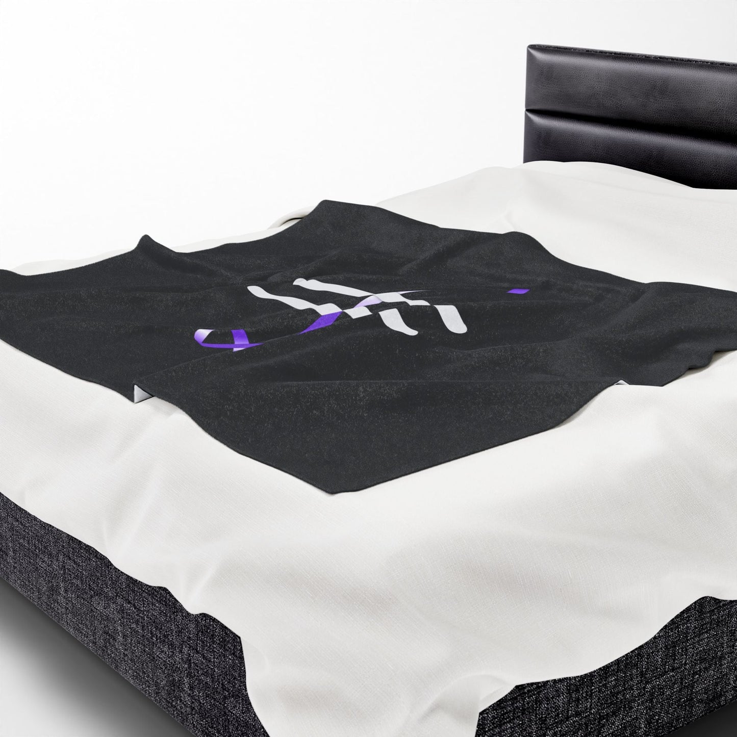 “Pause” Epilepsy Awareness Velveteen Blanket – Purple Ribbon Pause Symbol