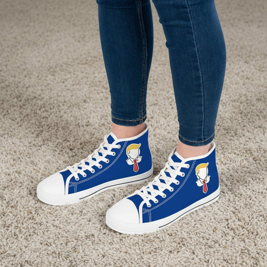 Executive Hairline Women’s High-Top Sneakers – Political Parody Statement Shoes