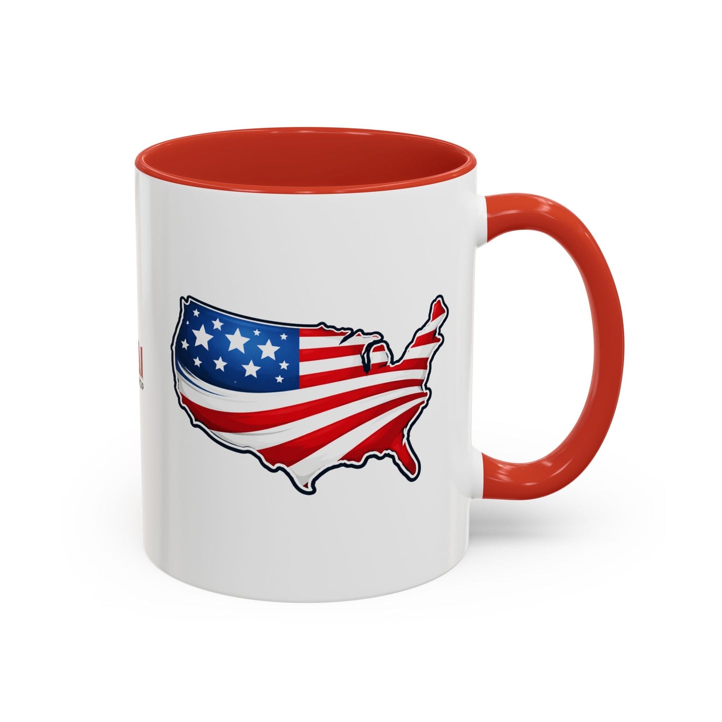 USA Map Patriotic Coffee Mug | Red Handle & Interior
