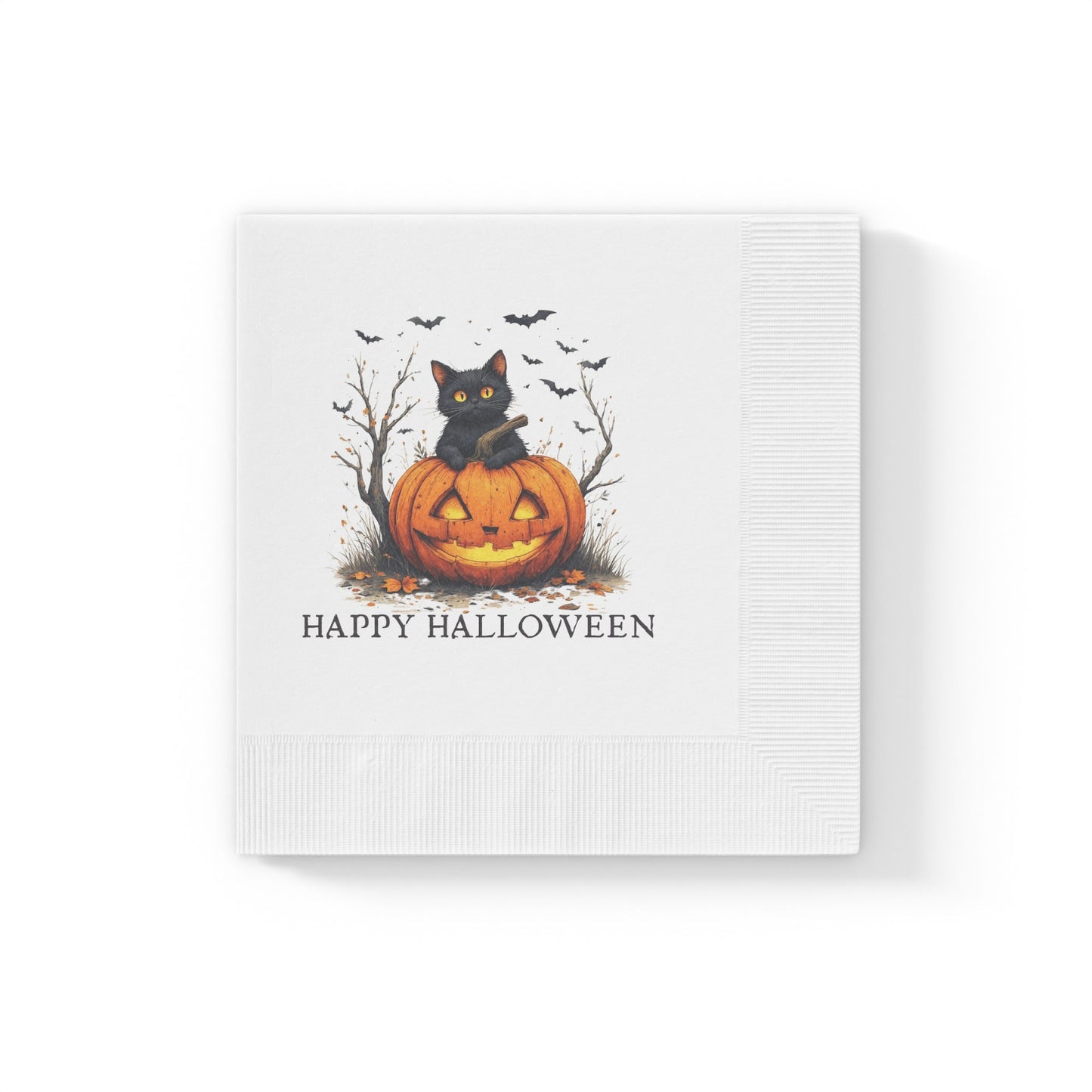 Halloween Napkins with Cats & Pumpkins Design for Spooky Celebrations
