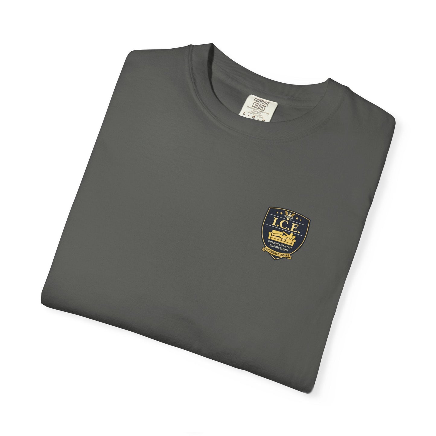 I.C.E. Badge T-Shirt | Institute of Cozy Excellence Parody Tee