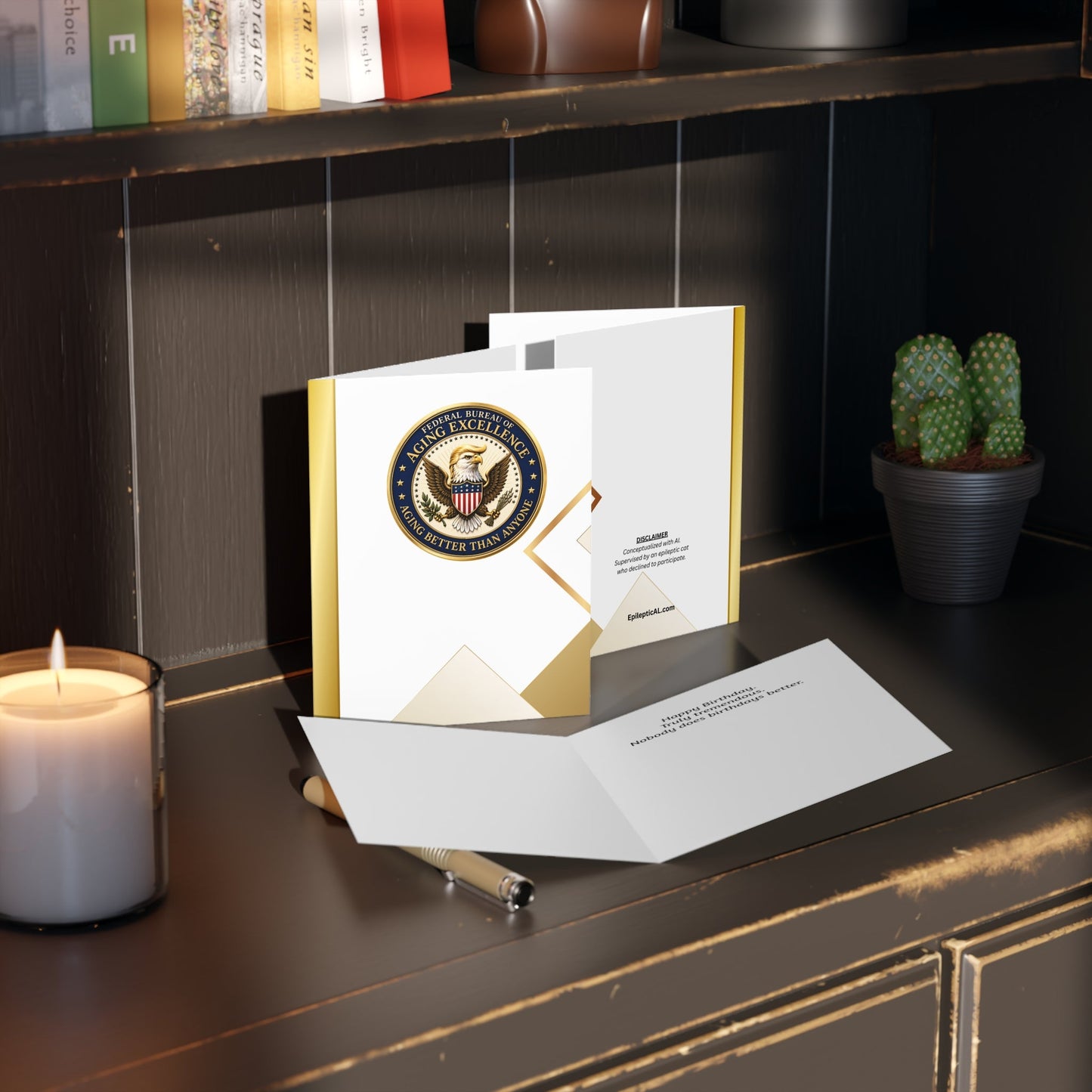 Aging Excellence – Faux Seal Birthday Greeting Card (Packs of 8, 16, 24)