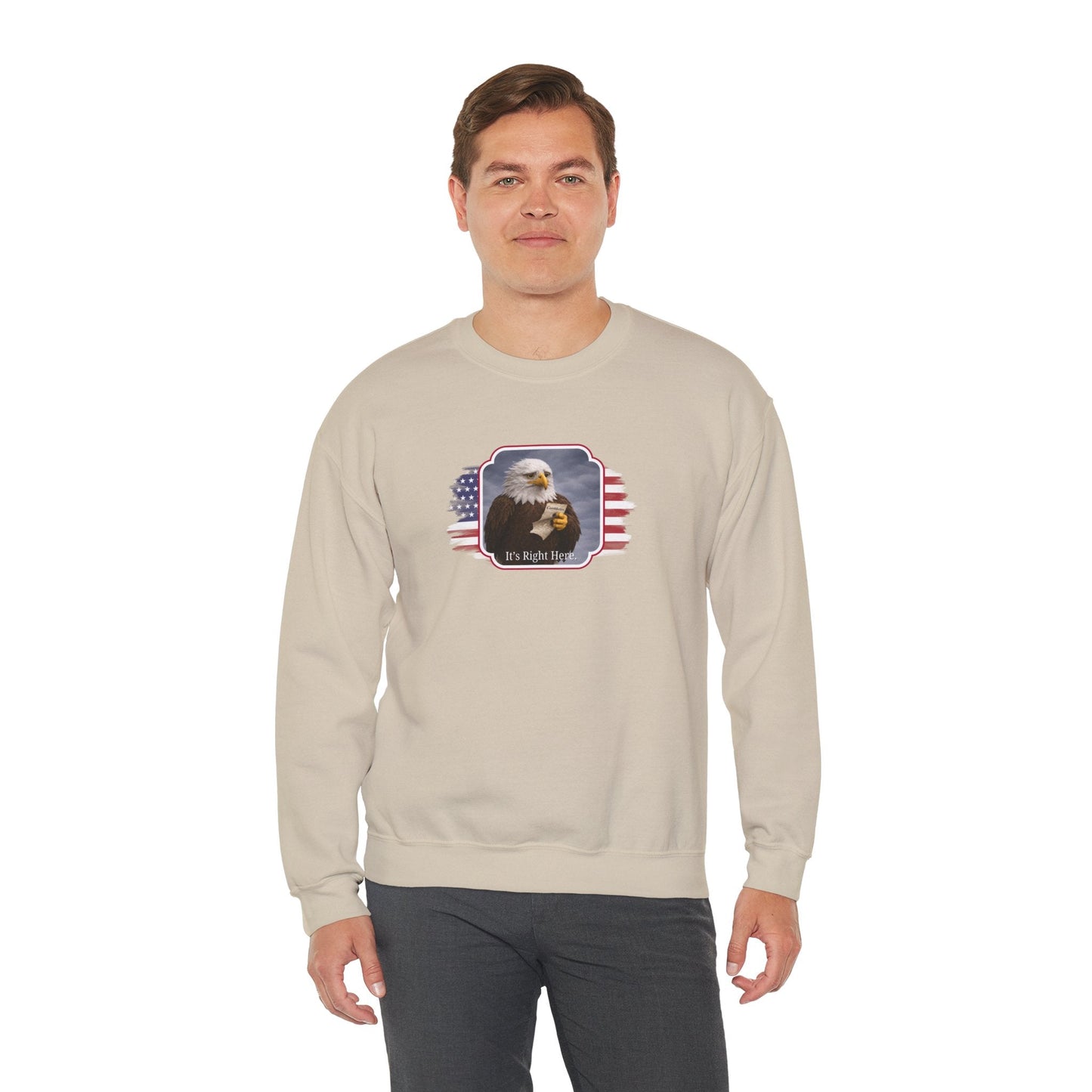 “It’s Right Here” Political Parody Crewneck Sweatshirt