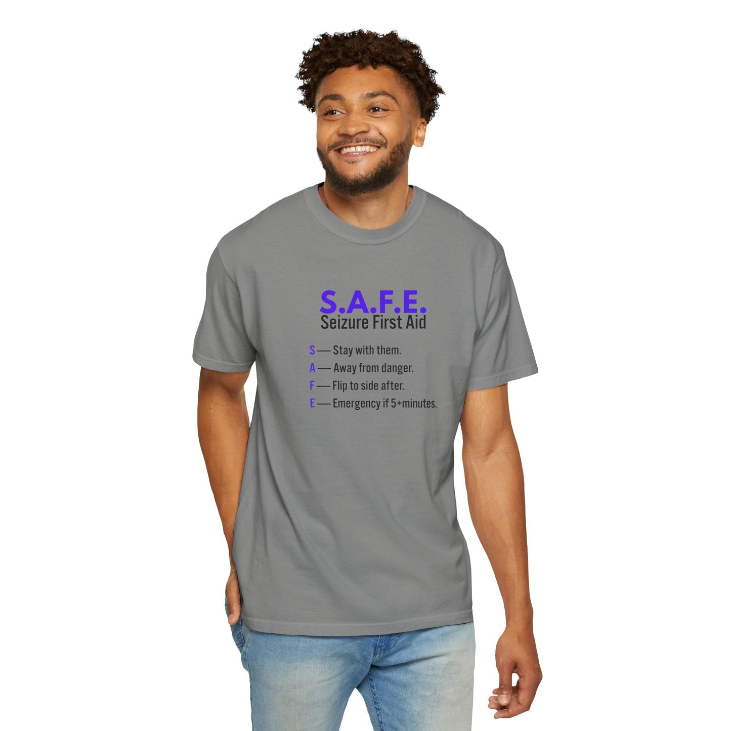 S.A.F.E. Seizure First Aid T-Shirt – Epilepsy Awareness Education Tee