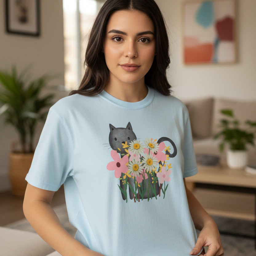 Women’s Floral Cat T-Shirt