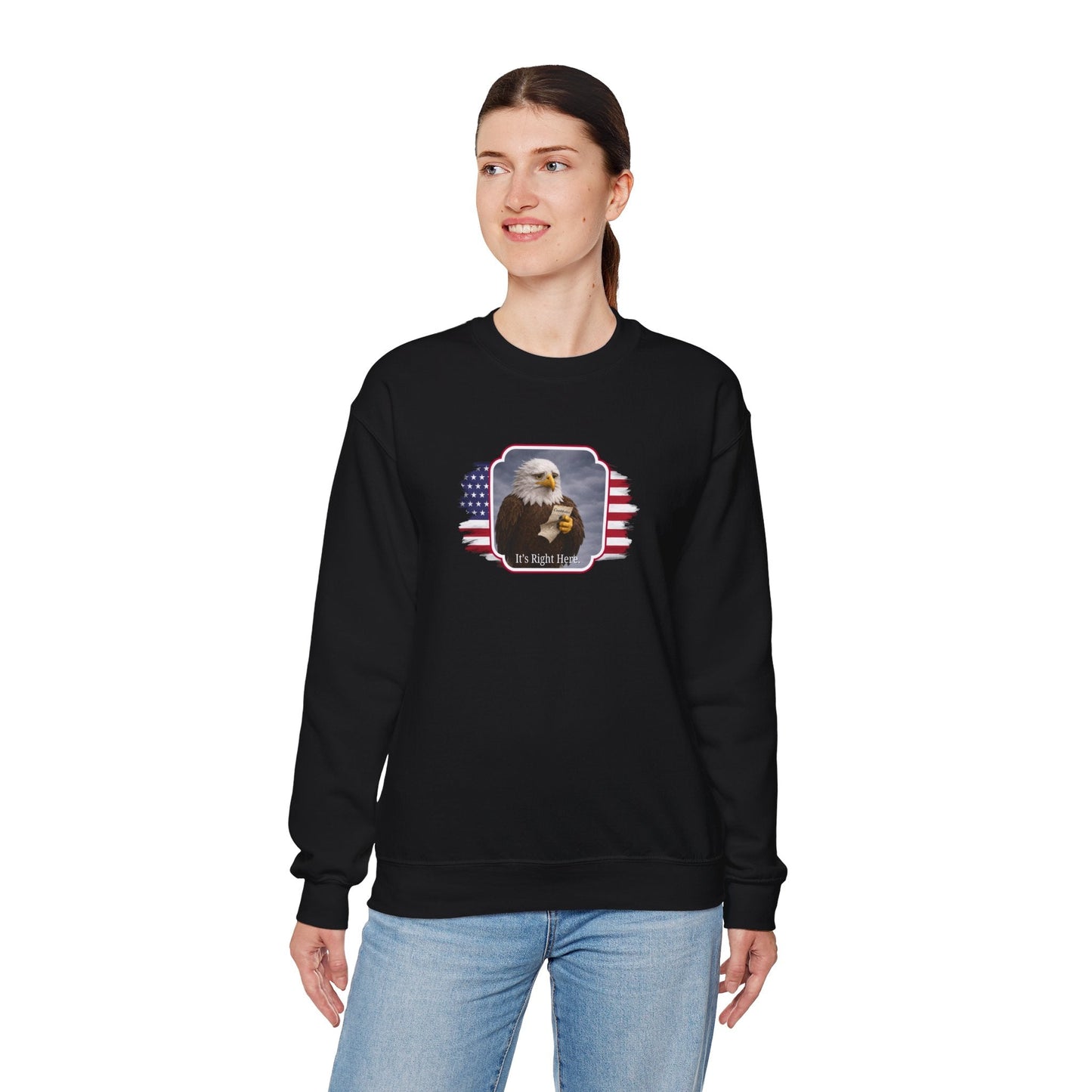 “It’s Right Here” Political Parody Crewneck Sweatshirt