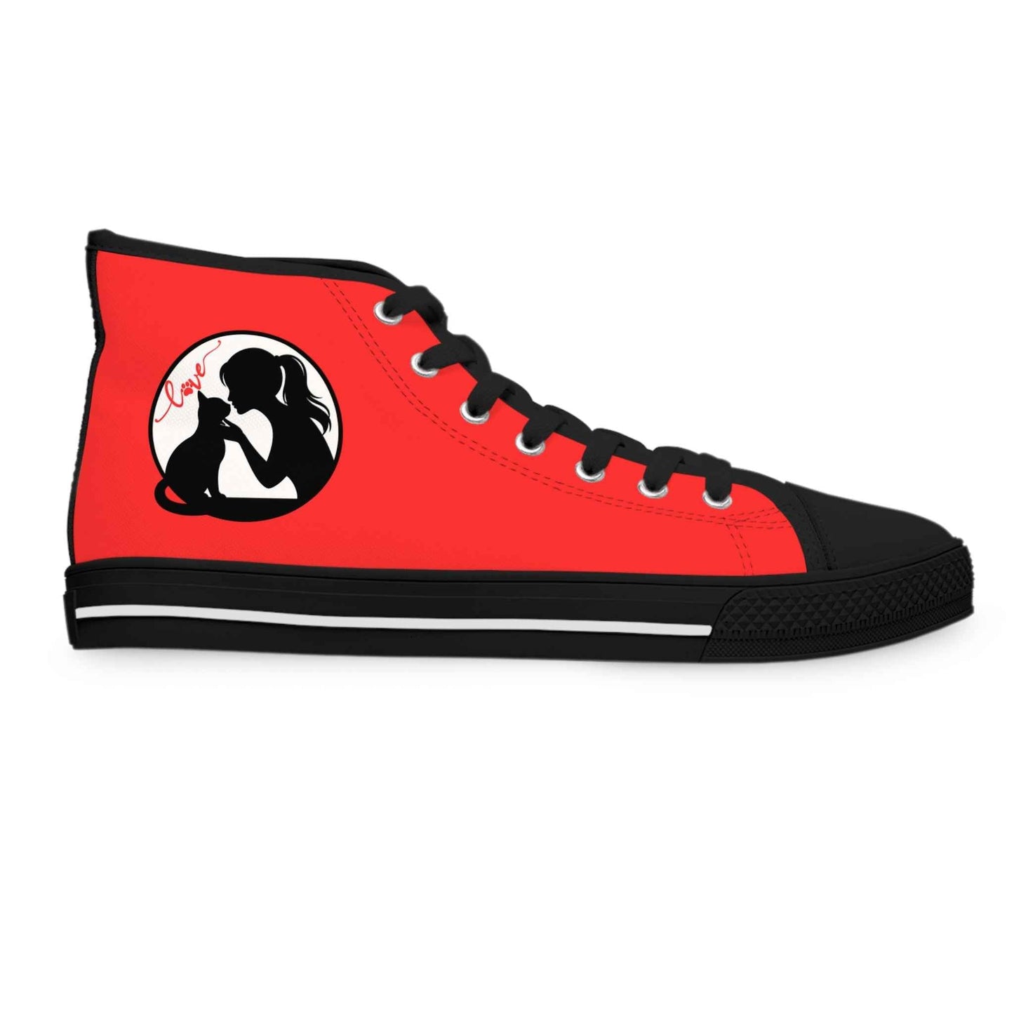 Love & Pawprints High-Top Sneakers – Cat Lover Statement Shoes
