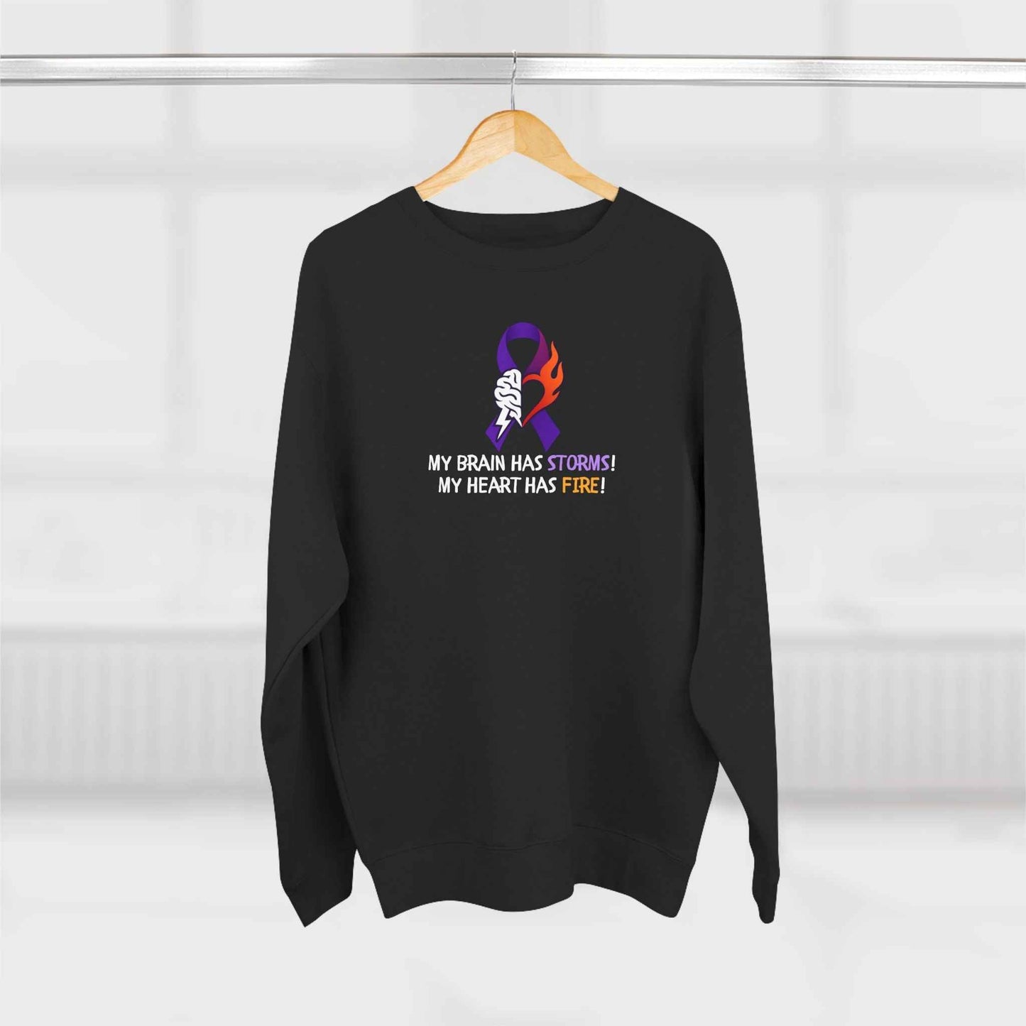 Epilepsy Awareness “Brain Storms & Heart Fire” Unisex Sweatshirt