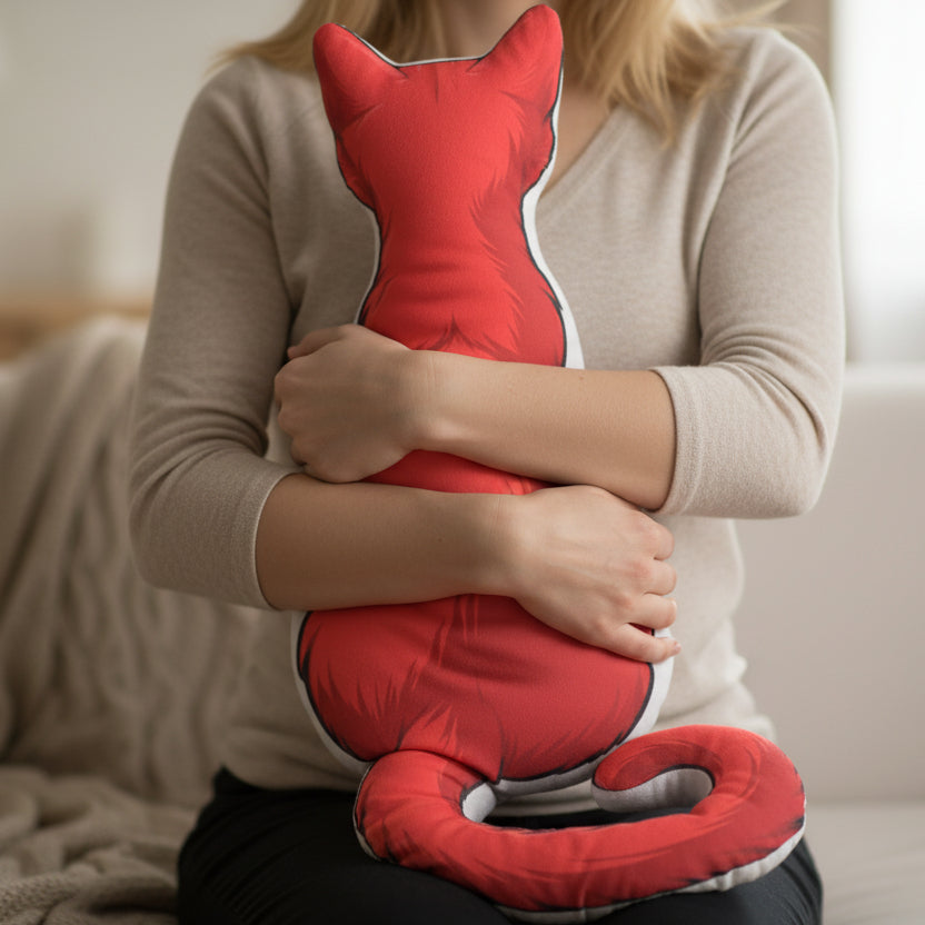 Red Cat Silhouette Pillow — No Face. All Attitude.