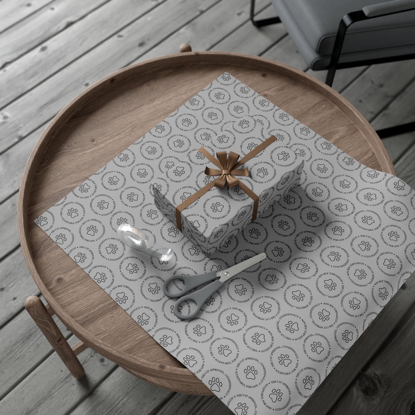 The Cat Approves Gift Wrap Paper (Cat-Themed Humor)