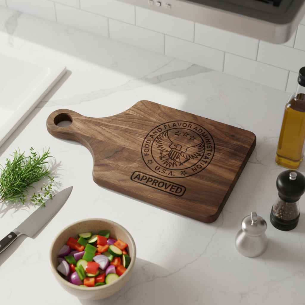 Approved by the Food & Flavor Administration Cutting Board