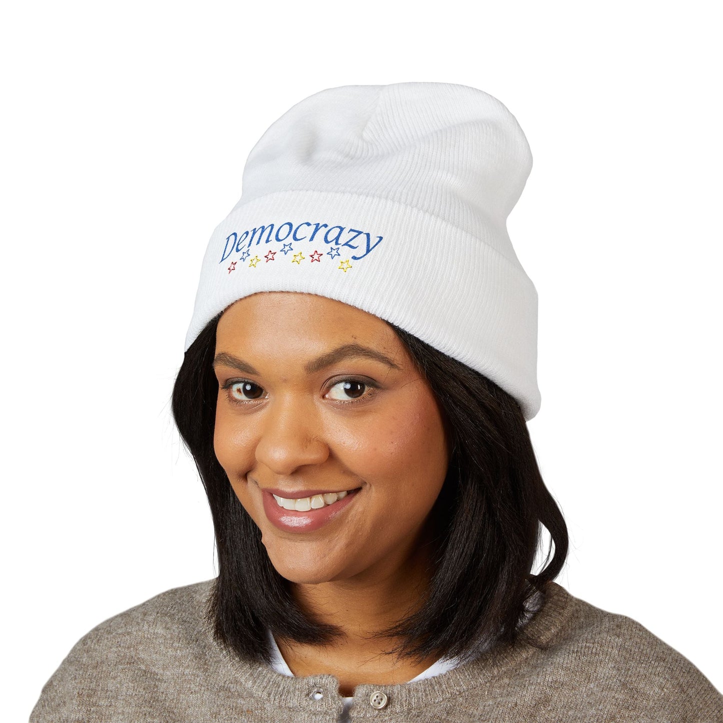 Democrazy Cuffed Beanie – Political Satire Knit Hat