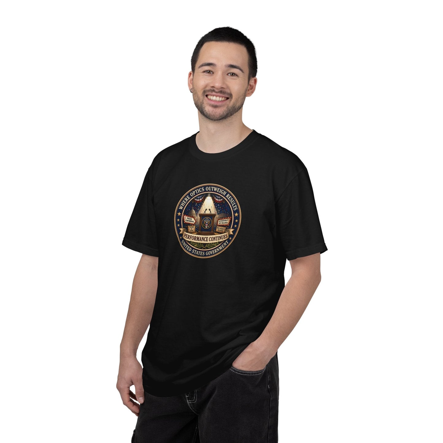 Where Optics Outweigh Results Graphic T-Shirt – Performance Continues Seal Tee