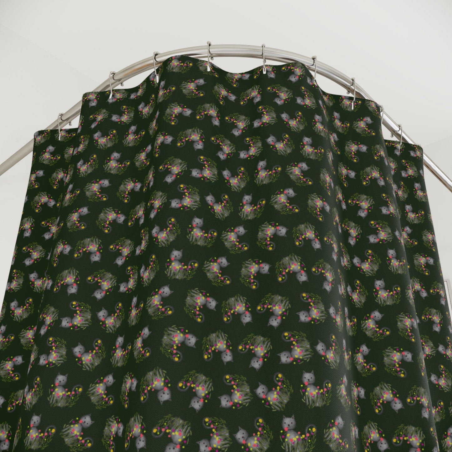 Cat Garden Night Shower Curtain