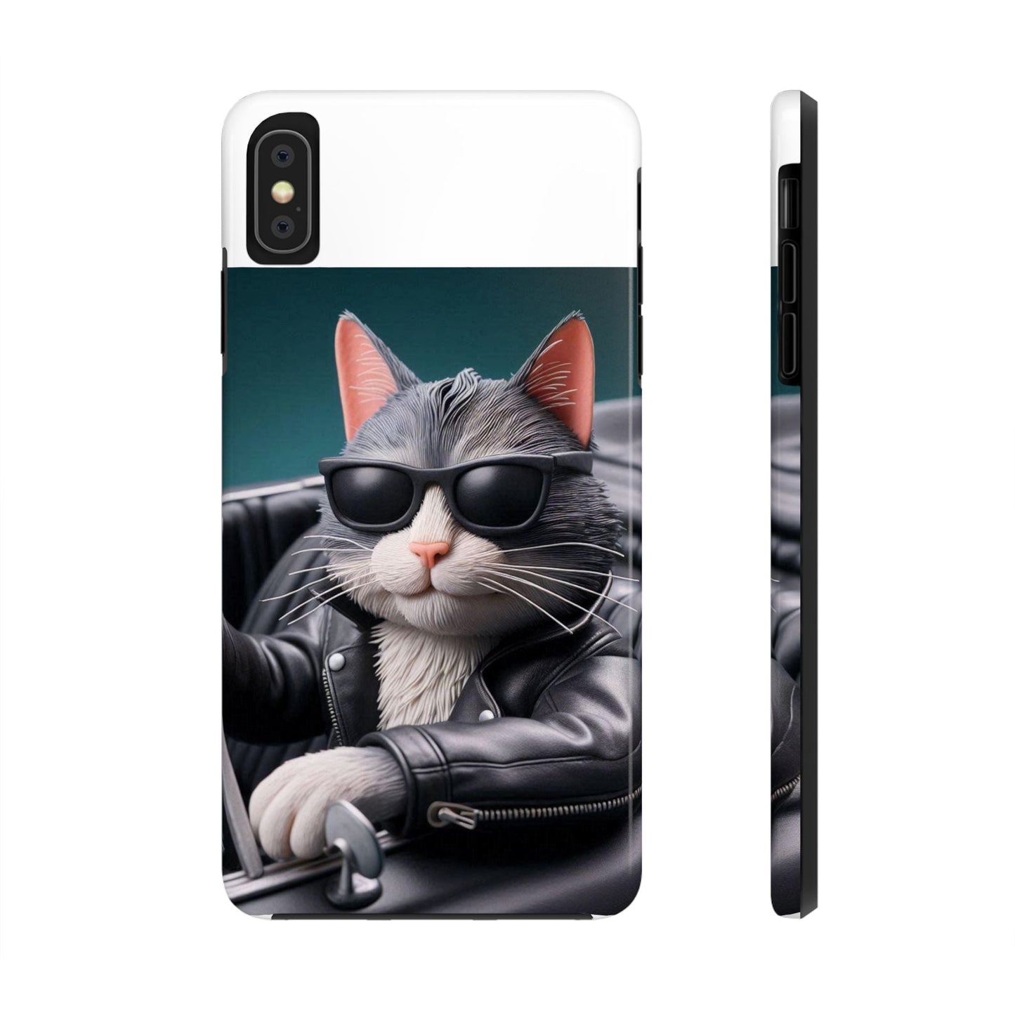 Cool Cat in Leather Jacket Driving Car Mobile Phone Case