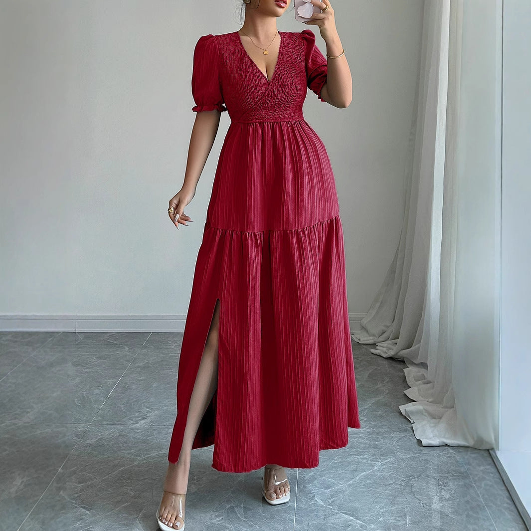 Deep V High Sense Dress Women's Clothing