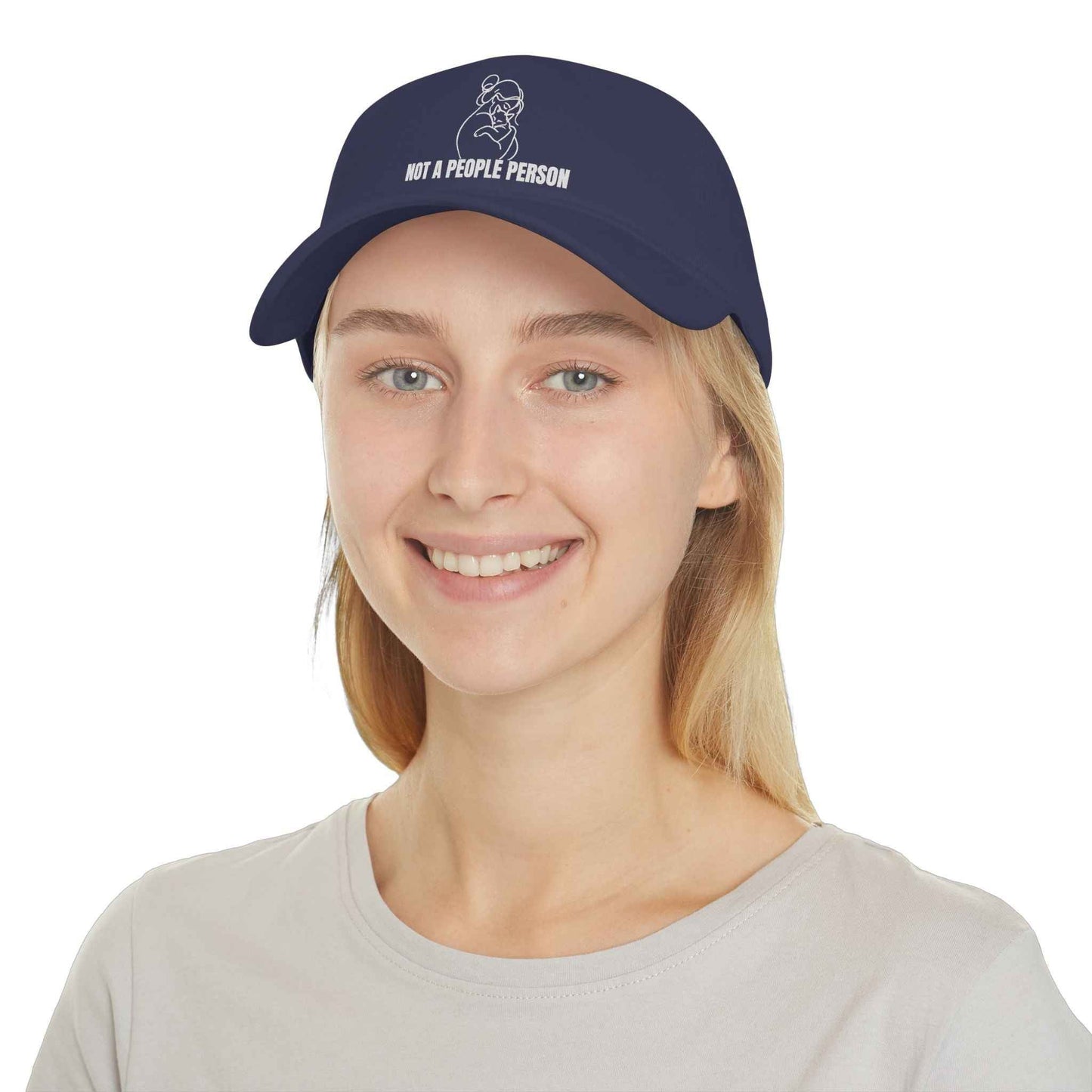 “Not a People Person” Cat Line Art Hat – Low Profile Cotton Cap (Unbothered Edition)